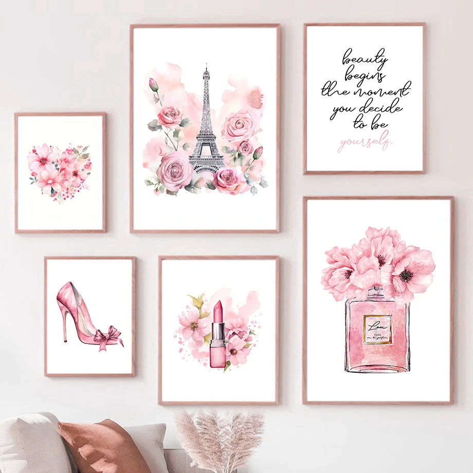 Perfume Villa Fragrance - Paris Fashion Art Poster Pink Eiffel